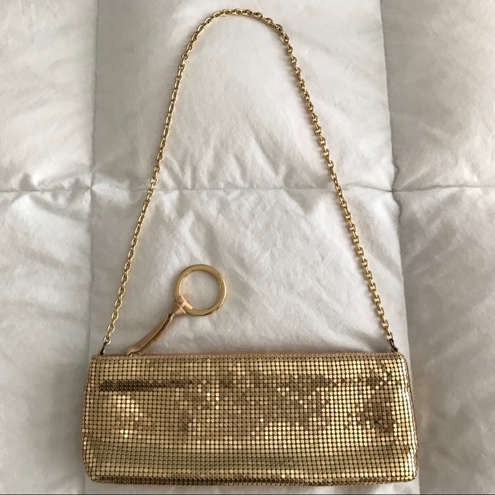 BCBG Gold Mesh Chain Strap Shoulder Clutch Bag